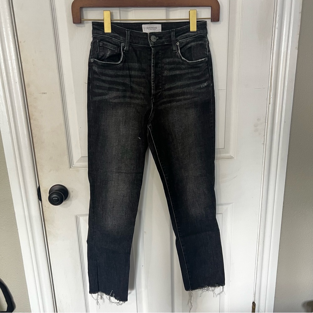 Evereve Black Cropped Distressed Jeans